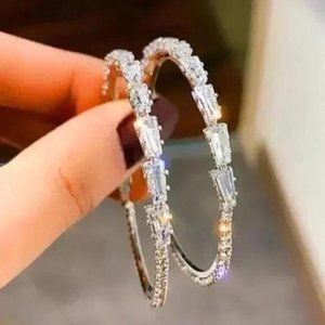 || S925 STERLING SILVER || NEW || WHITE SAPPHIRE EARRINGS